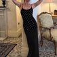 Polka Dot Slip Dress White Black French Style Elegant Sleeveless Backless Long Maxi Dresses for Woman