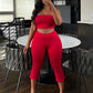 Casual Tracksuit 2 Piece Set Women Halter Backless Tank Tops+Skinny Peach Hip Pants Fashion Classic Sporty Outfits