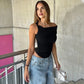Twisted One Shoulder Asymmetrical Crop Tops Summer 2025 Fashion Sexy Black T Shirts Woman Clothing