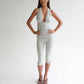 Women's Y2K Sexy Halter Neck Backless Deep V Neck Ruched Bodycon Capri Length Jumpsuit Solid Color Slim Fit Streetwear