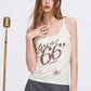 Y2K Rocker Cami Top with Distressed Patch, Vintage Grunge Tank Top for Women, Retro Aesthetic Streetwear Slim Vest