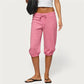 Women Low Waist Drawstring Capri Sweatpants Loose 3/4 Length Cropped Casual Pants Y2K Streetwear Daily Loungewear