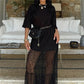 Women Oversized T Shirt Lace Maxi Dress 2 In 1 Sheer Mesh Long Dress Short Sleeve Loose Casual Summer Party Streetwear