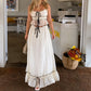 Women Y2k 2 Piece Outfits Patchwork Front Tie-Up Camisoles and Ruched Ruffle Maxi Skirt Matching Set Beachwear