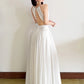 Backless Maxi Dress Women Beaded Chain Folds Sleeveless o-Neck Elegant Birthday Party Vacation Summer Trend Vestidos