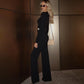 Black Knit 2 Piece Set Long Sleeve Cardigan and Flare Pants Matching Sets Elegant Fall Outfits Woman 2025