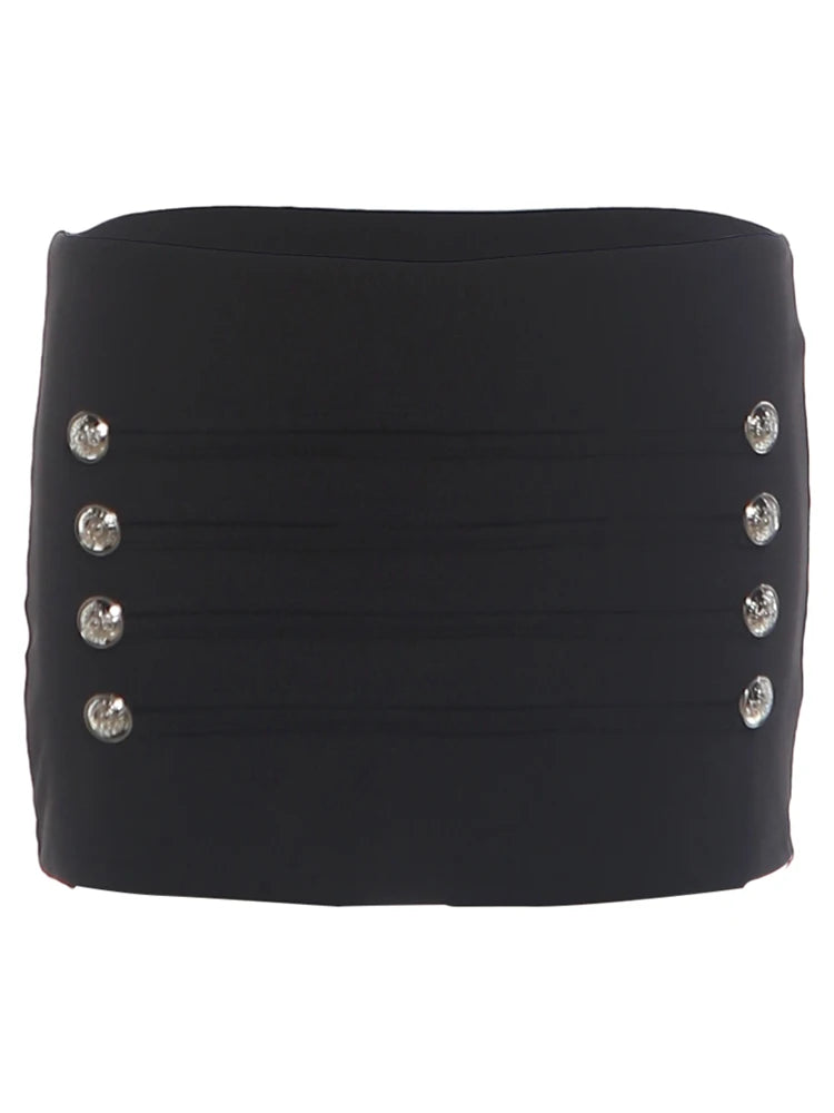 Hottie Trend Skirt Wome Sexy Button Patchwork Fashion Wild Midnight High Street Style Clubwear Simple Daily Outfits