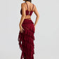 Summer Lace Sexy Two Piece Sets Women Fashion Strapless Crop Tops And Maxi Skirt Female Elegant Beach Party 2 Piece Set
