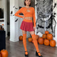 Halloween Velma and Daphne Costume Women Long Sleeve V Neck Crop Top Mini Skirt with Stockings/Scarf Cosplay Outfits
