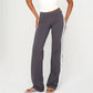 Women Side White Striped Flare Sweatpants Fold Over Waist Slim Bootcut Y2K Casual Streetwear Sports Trousers