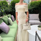 Mesh Sheer Off Shoulder Long Maxi Dresses for Women Elegant Party Dress 2025 Summer Vacation Outfits