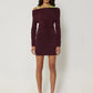 Inclined Shoulder Long Sleeve Sexy Mini Dress For Women Autumn New Fashion Backless Ruched Bodycon Party Sexy Dress