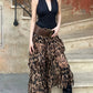 Ruched Tierred Long Skirts Women Leopard Print High Waist Stretch Bottoms Spicy Girls Fashion Trend Wild Streetwear