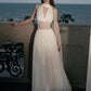 Patchwork Lace Maxi Dress Women v-Neck Folds Long Tassel Sleeveless Elegant Birthday Party Summer Fashion Vestidos