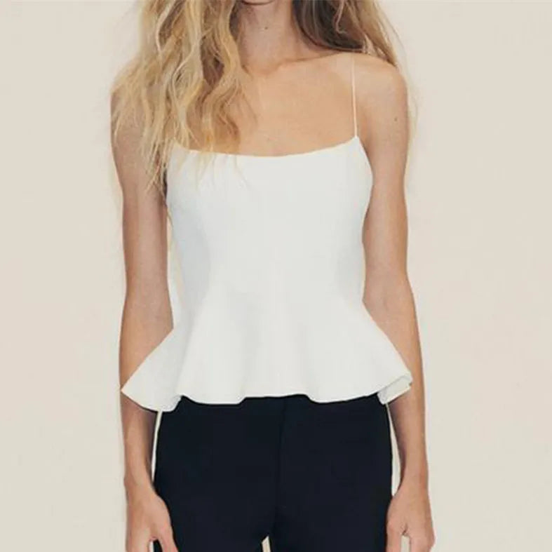 Sleeveless Open Back Solid Color Cami Tank Tops Chic Women's Summer Flared Hem Camisole Party Club Y2K Streetwear