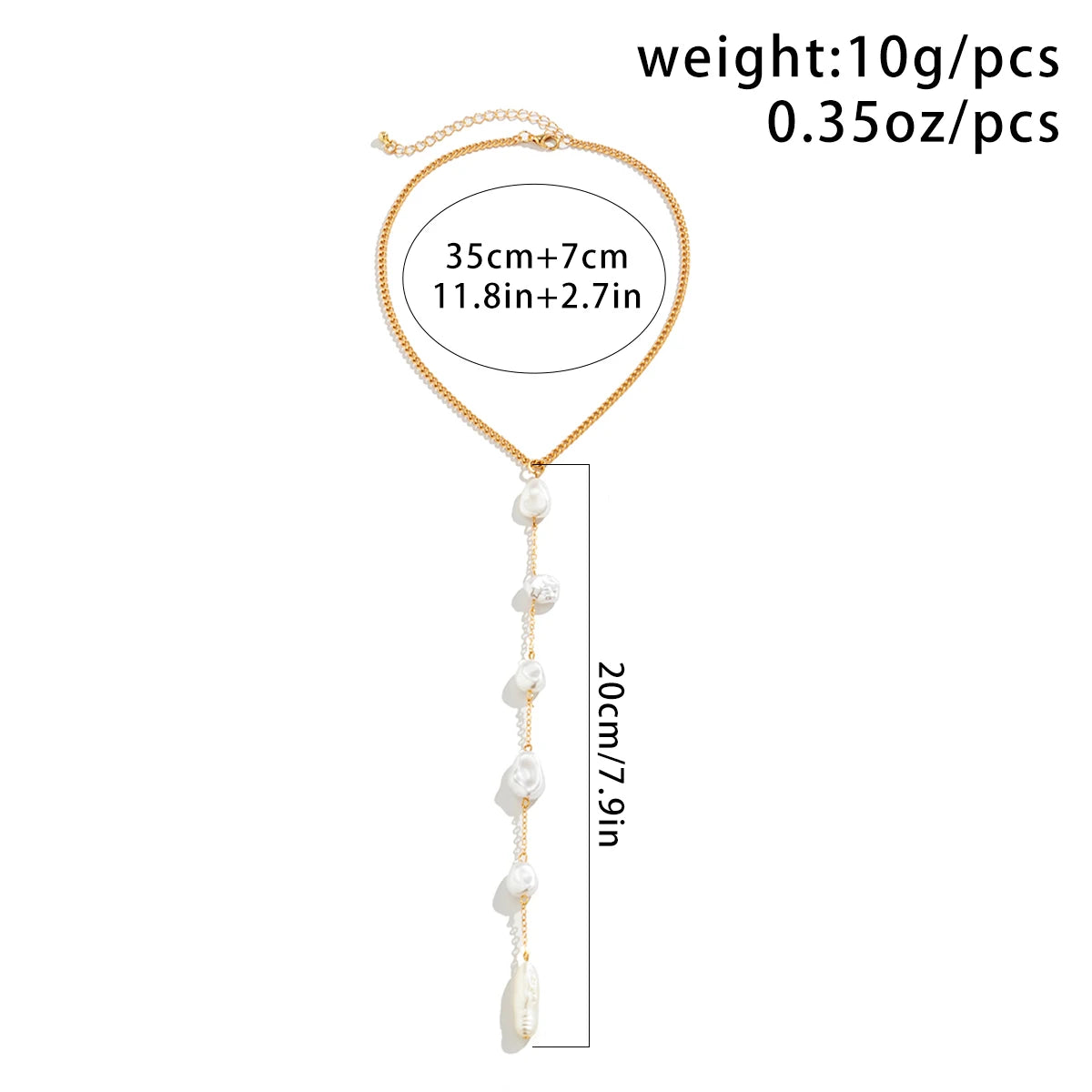 Sexy Simple Irregular Imitation Pearl Long Chain Back Necklace Women Bikini Goth Chest Choker Aesthetic Jewelry Wed Accessories