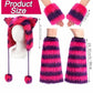 Cheshire Cat Faux Fur Accessory Kit Pink Purple Striped Cat Ear Hat Wrist Cuffs Leg Warmers Halloween Cosplay Dress Up