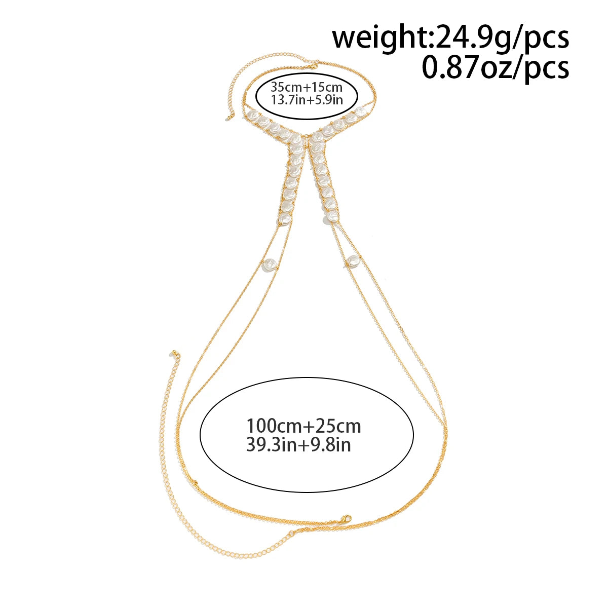 Sexy Boho Imitation Pearl Cross Chest Breast Belly Body Chain Necklace for Women Wed Waist Bikinis Summer Y2K Accessories