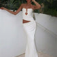 Irregular Hollow Strapless Dress Women Metal Rings Patchwork Waistless Vacation Beach Party Ruched Elegant Vestidos