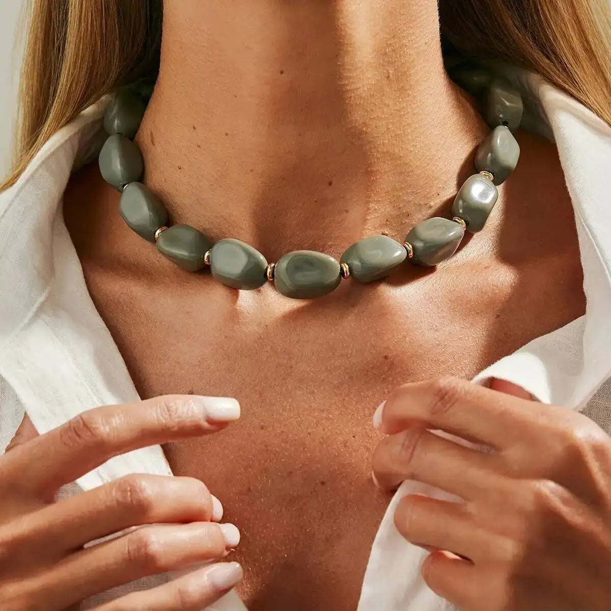 5 Colors Boho Irregular Acrylic Clavicle Chain Necklace Women Fashion Handmade Bead Choker Necklaces Party Jewelry