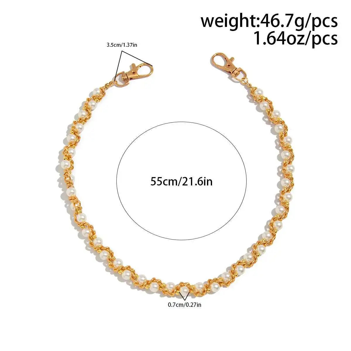 Punk Imitation Pearl Trousers Hipster Pant Jean Keychain Ring Clip for Men Tassel Bag Handbag Chain Women Jewelry Gift