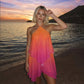 Gradient Print Backless Halter Mini Dress Sexy Summer Beach Vacation Outfits for Woman Clothing
