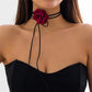 Gothic Elegant Big Rose Flower Clavicle Chain Necklace Women Wed Bridal Sexy Adjustable Choker Mariage Jewelry Y2K Accessories