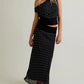 Women's 2 Piece Skirt Outfits Off One Shoulder Y2K Dots Print Tank Tops and Long Skinny Skirt Set Summer Party Clubwear
