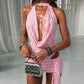 Sequins Patchwork 2 Piece Set Woman Summer Trend Swing Collar Sleeveless Bodysuits+Mini Skirts Beach Party Style Suit