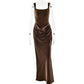 Square Neck Sleeveless Backless Corset Maxi Dress Sexy White Party Dresses Woman Elegant Evening Gown