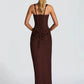 Backless Ruched Sexy Maxi Dress Women Elegant Square Collar Tapered Straps Sleeveless Bodycon Club Party Long Dress