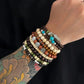 9Pcs/Set Ethnic Feather Tree of Life Pendant Bracelet for Men on Hand Elastic Wooden Beaded Bangles Couple Jewelry Gift