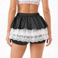 Lolita Sweet Lace Layered Bloomers Women Elastic High Waist Ruffle Fake Two Piece Skort Lace Hem Casual Cute Short Pants
