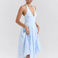 Deep V Neck Halter Sexy Madi Dress Women Fashion Sleeveless Backless A-line Loose Pleated Evening Long Dress Elegant