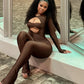 Hollow Satin Jumpsuit+Bra Tops Women Trend Simple O-Neck Full Sleeve Back Zip Patchwork Stretch Fashion Streetwear