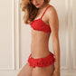 Women's Summer Bikini Set Fashionable Ruffle Spaghetti Strap Bra with Tiered Thong 2Pcs Bathing Suit