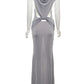 Backless Hollow Cross Dress Thin Sleeveless Ruched Knot Cinched Waist o-Neck Solid Simple Sexy Summer Trend Vestidos
