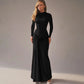 Long Sleeve Ruched Maxi Dress Solid Color Elegant Dresses for Woman Party Outfits Autumn 2025