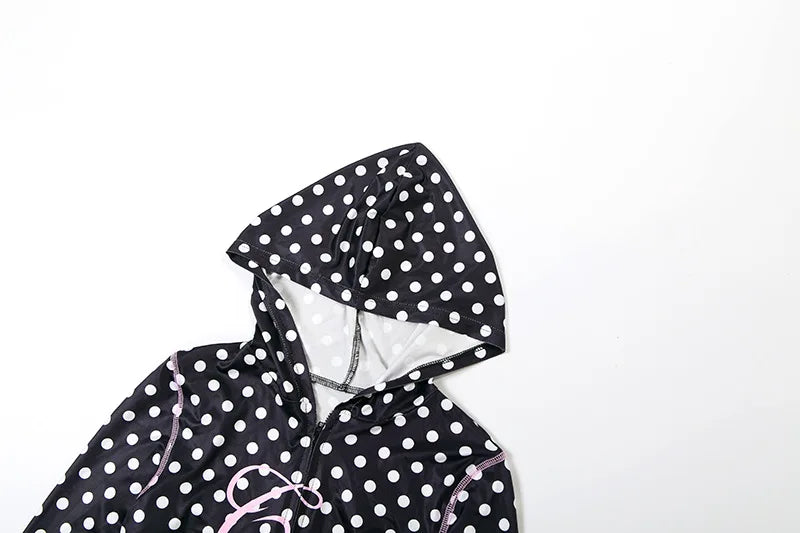 Polka Dot Letter Print 2 Piece Sets Women Outfit Hooded Long Sleeve Top and Pants Fall Fashion Jogging Set