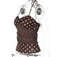 Brown Polka Dot Print Backless Halter Tops Women's Tanks Camis Summer 2026 Fashion Clothes