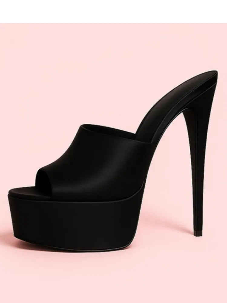 Summer New Women's Thick Bottom, Fine High Heels, Toothed Cool Slippers, Fashion Show, Party, Ultra High Heel Sandals