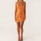 Sequin Beaded Cami Mini Dress Sexy Front V Neckline Sleeveless Short Dresses for Women Backless Criss Cross Straps Dress