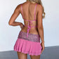 2 Piece Set Sequined Backless Cami Top and Mesh Mini Skirt Matching Sets Sexy Womens Outfit Summer 2026