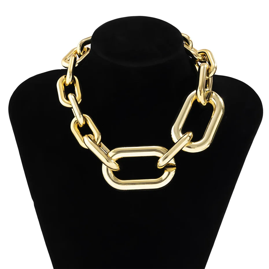 High Quality Exaggerated Plastic Big Chain Necklace Women Statement Punk Chunky Thick Link Gothic Grunge Jewelry Steampunk Men