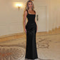 Square Neck Sleeveless Satin Splicing Ruched Maxi Dress Burgundy Black Elegant Evening Dresses Wedding