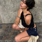 Sexy Off Shoulder Crop Tops Woman Summer Trend Lace Patchwork Skew Collar Shape Waist High Street Fashion Style Tees