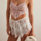 Women’s Solid Color Lace See Through Shorts Casual Elastic Waist Wide Leg Lingerie Shorts Summer Lounge Bottoms