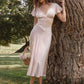 Women Satin Sexy Midi Dress Deep V Neck Lace Trim Ruffle Short Sleeve A Line Dress Wedding Guest Evening Party Dress