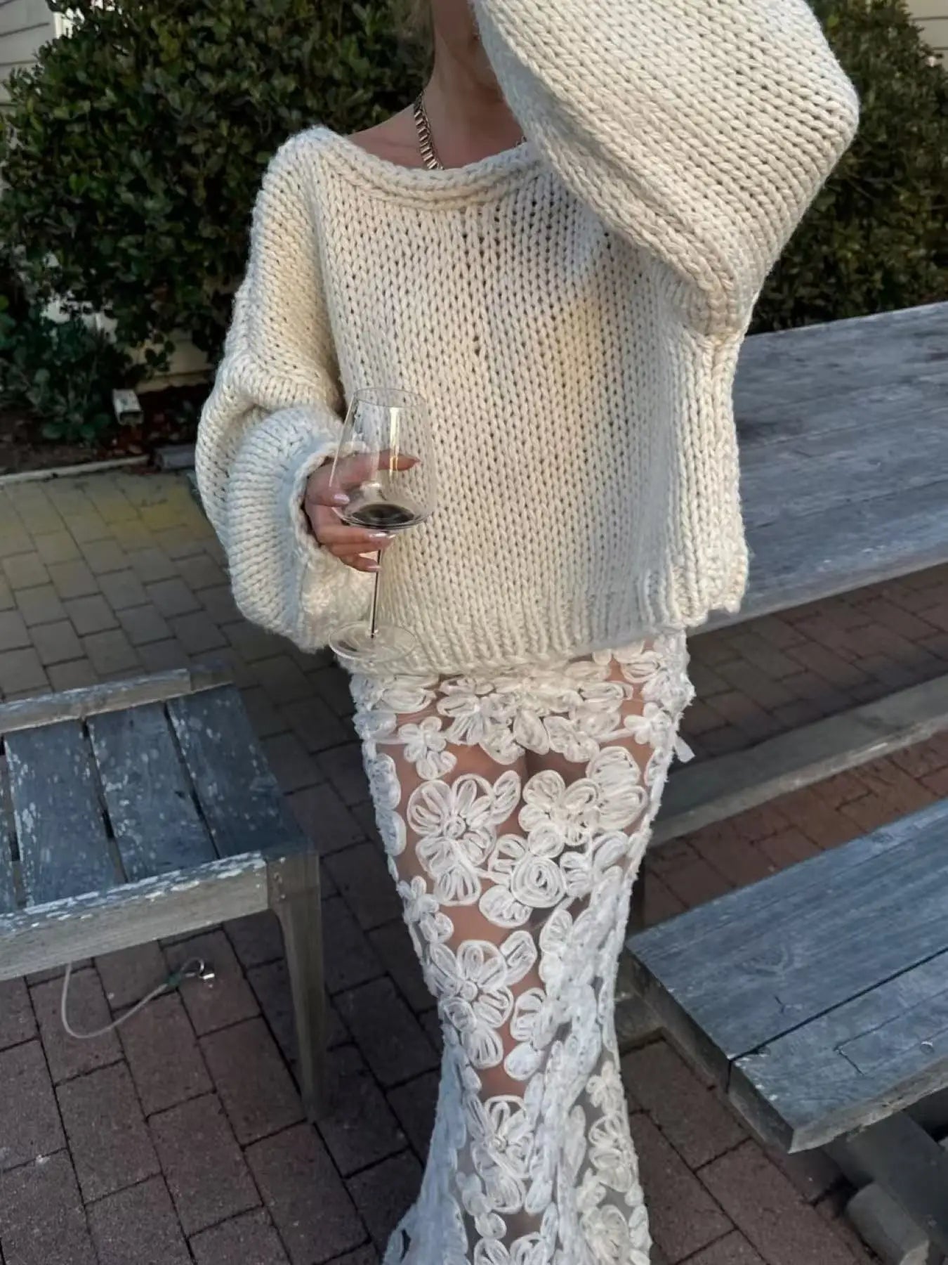 Elegant Sweater Women Autumn Long Batwing Sleeve Backless Lace-Up Two-Way Wear Coarse Needle Solid Gentle Simple Coat