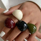 Vintage Irregular Smooth Resin Plastic Rings for Women New Trend Boho Geometric Finger Rings Aesthetic Party Jewelry